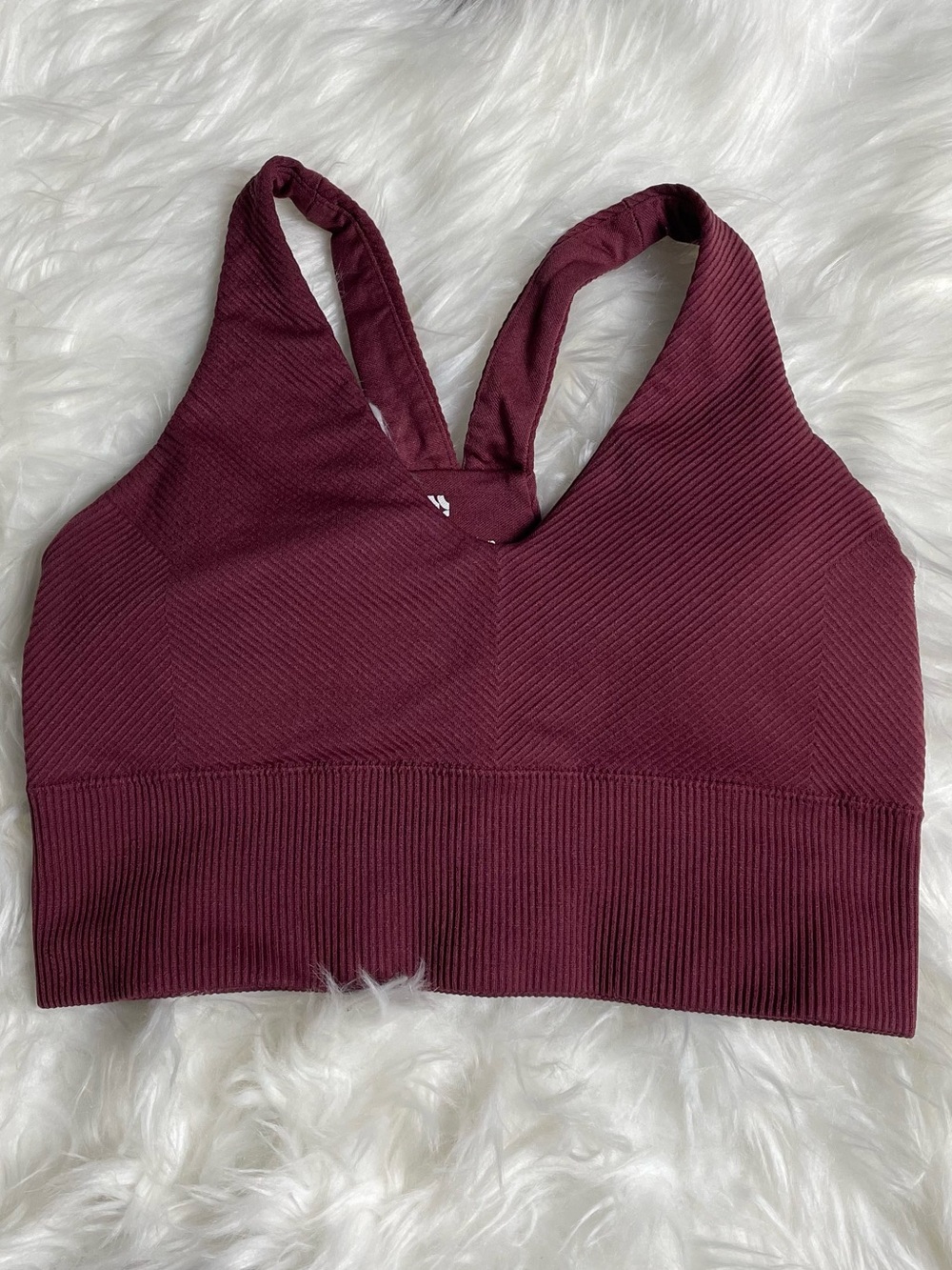 all in motion Ribbed Burgundy V-Back Sports • Bra Size S • Color: Burgundy
